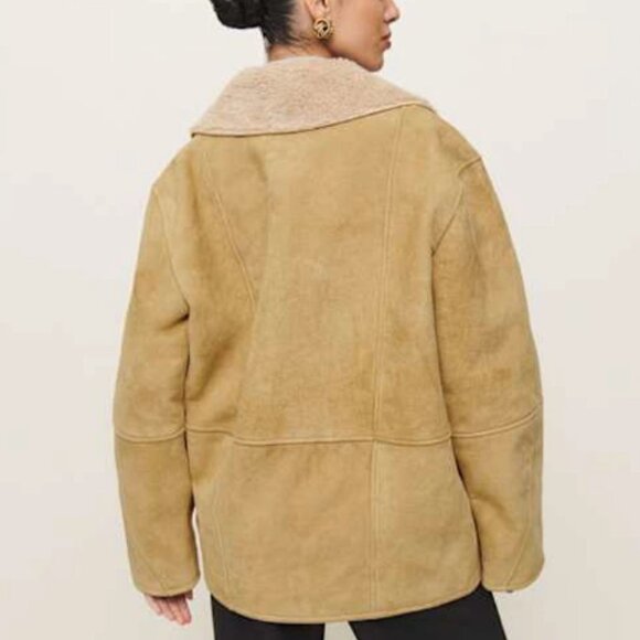 Reformation Veda Luca Suede Shearling Coat XS (Parmesan/Tan) - NWT - Picture 6 of 14